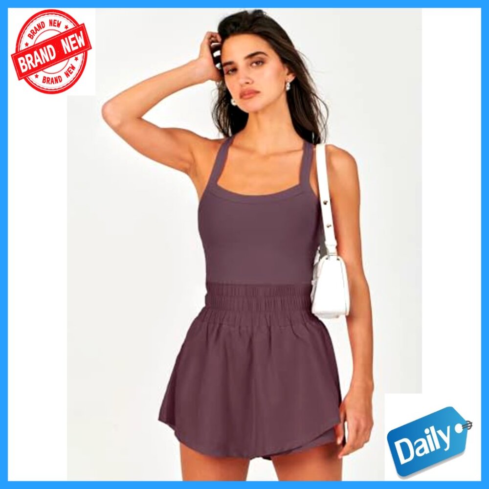 Sleeveless Mini Skort Dress Athletic Workout Romper Nylon Spandex - Picture 3 of 7